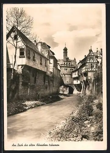 AK Marktbreit a. Main, Alte Häuser am Bach