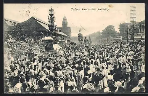 AK Bombay, Taboot Procession, Menschen bei Prozession