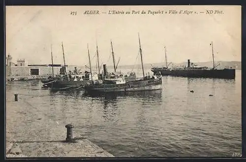 AK Alger, L`Entrée au Port du Paquebot Ville d`Alger
