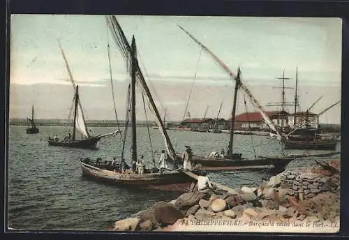 AK Philippeville, Barques a voiles dans le Port