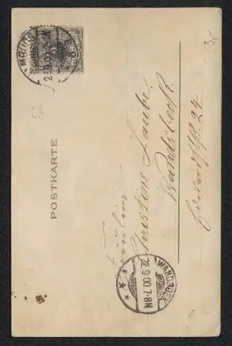 Glitzer-Perl-AK Klee mit Vergissmeinnicht und Margeriten