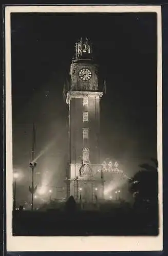 AK Buenos Aires, Uhrturm bei Nacht