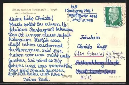 AK Kottengrün i. Vogtl., Erholungshotel, Aufenthaltsraum