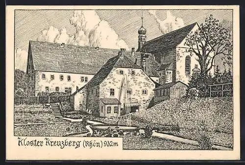 Künstler-AK Kreuzberg / Rhön, Kloster Kreuzberg