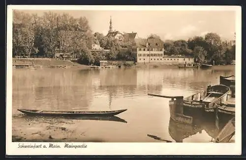 AK Schweinfurt, Mainpartie, Ortsansicht