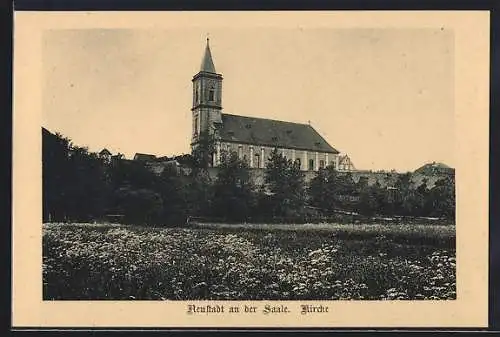 AK Neustadt / Saale, Blick auf die Kirche