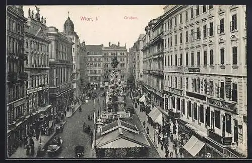 AK Wien, Graben mit Dreifaltigkeitssäule aus der Vogelschau