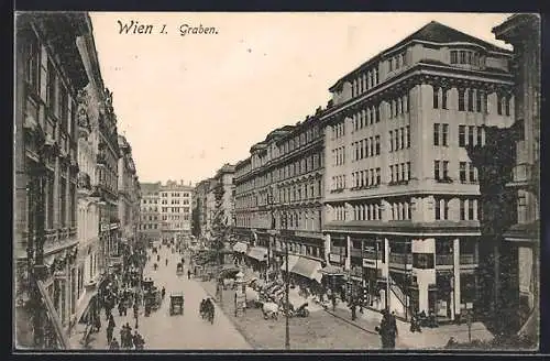 AK Wien, Graben mit Dreifaltigkeitssäule und Abzweig aus der Vogelschau