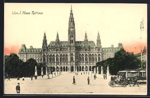 AK Wien, Neues Rathaus, Kutsche, Strassenbahn