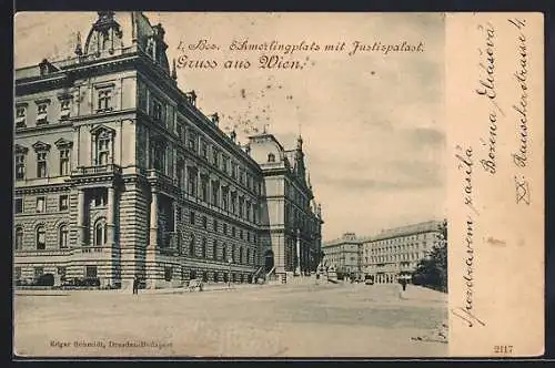 AK Wien, Schmerlingplatz mit Justizpalast