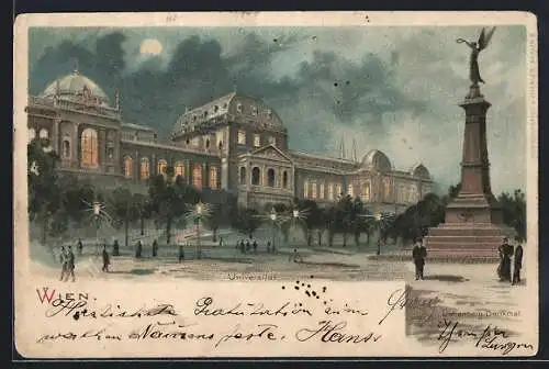 Lithographie Wien, Universität mit dem Liebenberg-Denkmal