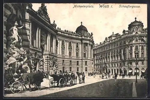 AK Wien, Michaelerplatz, Schauflergasse, Kutschen