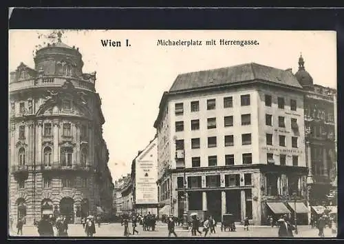 AK Wien, Michaelerplatz mit Herrengasse