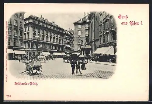 AK Wien, Michaeler-Platz mit Kutschen und Karren