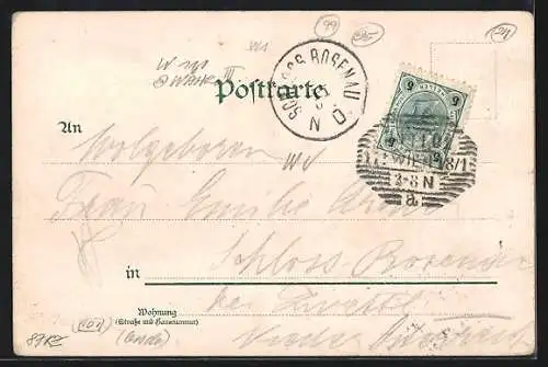 Lithographie Wien, Rathaus, Blumenschmuck