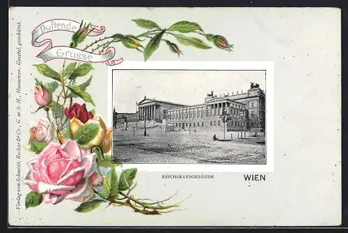 AK Wien, Reichstagsgebäude, Rosa Rosen