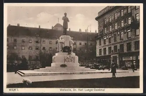 AK Wien, Wollzeile, Dr. Karl-Lueger-Denkmal