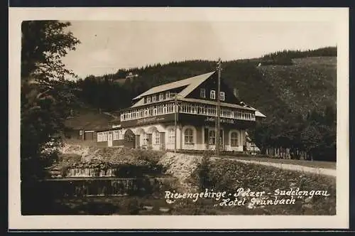 AK Petzer /Riesengebirge, Hotel Grünbach