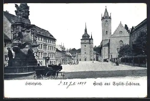 AK Teplitz Schönau / Teplice, Ansicht vom Schlossplatz