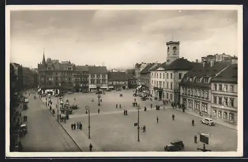 AK Aussig a. Elbe, Marktplatz mit Café