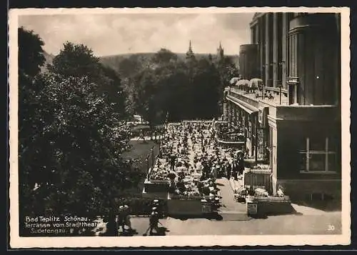 AK Bad Teplitz Schönau, Terrasse vom Stadttheater, Café