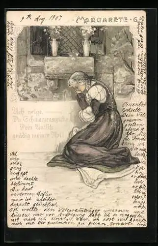 AK Ach neige, Du Schmerzensreiche..., Margarete kniet nieder, Faust