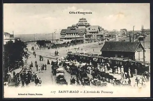 AK Saint-Malo /Côte d`Émeraude, L`Arrivée du Tramway