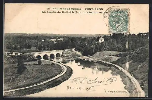 AK Pont-Réan, La Courbe du Boel et le Pont du Chemin de Fer