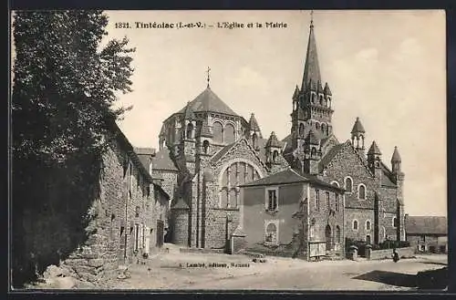 AK Tinténiac /I.-et-V., L`Eglise et la Mairie