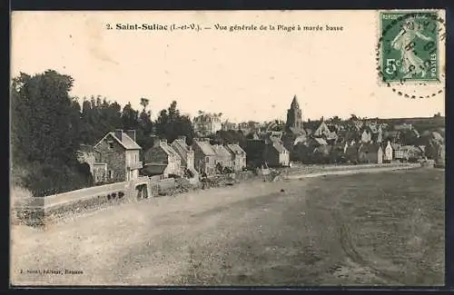 AK Saint-Suliac /I.-et-V., Vue générale de la Plage à marée basse