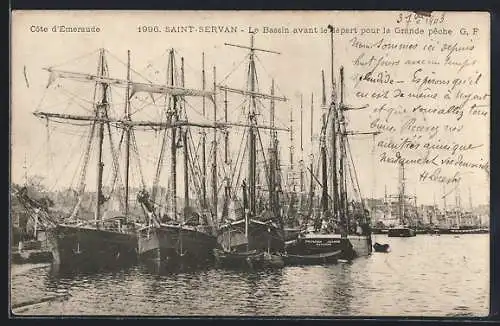 AK Saint-Servan /Côte d`Emeraude, Le Bassin avant le départ pour la Grande pêche