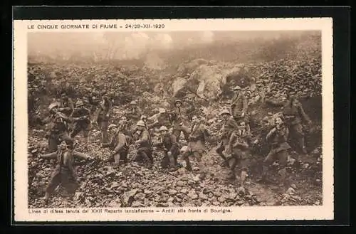 AK Fiume, Le Cinque Giornate di Fiume 1920, Arditi alla fronta di Scurigna