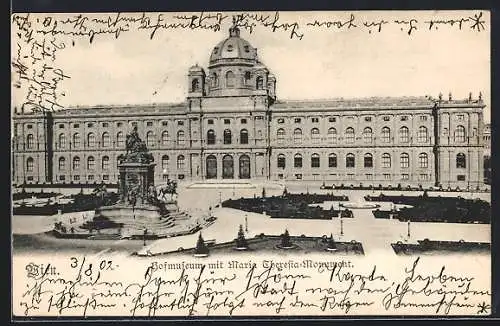 AK Wien, Hofmuseum mit Maria Theresia-Monument