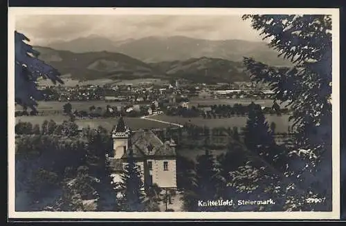 AK Knittelfeld /Steiermark, Teilansicht mit Bergen