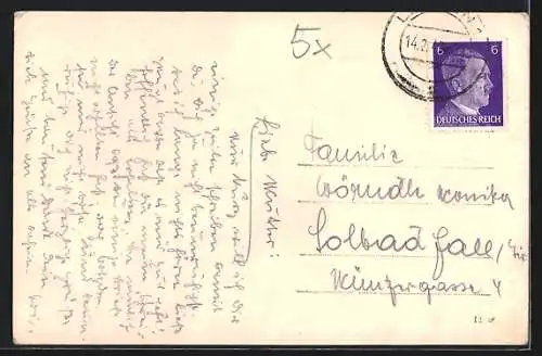 AK Leoben, Murpartie mit Kirche im Schnee