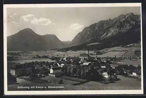 AK Gröbming, Ortsansicht mit Kamm und Stoderzinken