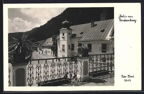 AK Vordernberg, Blick von Brüstung auf die Strasse