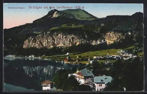 AK St. Gilgen, Salzkammergut, Teilansicht mit dem Zwölferhorn