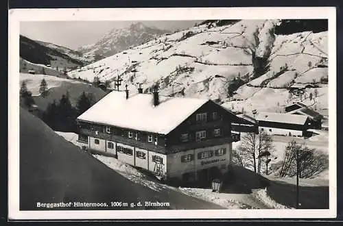 AK Maria Alm am Steinernen Meer, Berggasthaus Hintermoos mit Blick auf den Birnhorn