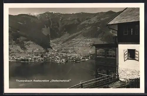 AK Zell am See, Thumersbach, Restauration Gletscherblick