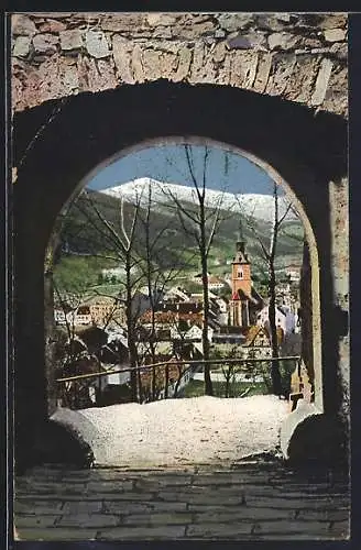AK Bruck a. Mur, Ortsansicht durch steiernes Tor