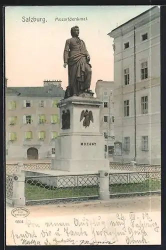 AK Salzburg, Blick auf das Mozartdenkmal