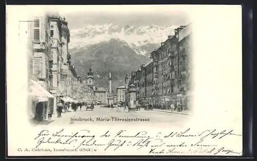 AK Innsbruck, Maria-Theresienstrasse mit Geschäften