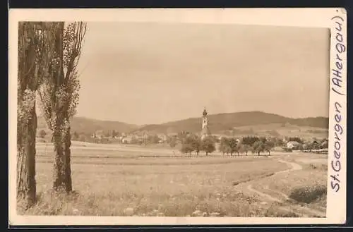 AK St. Georgen /Attergau, Ortspartie mit Kirche