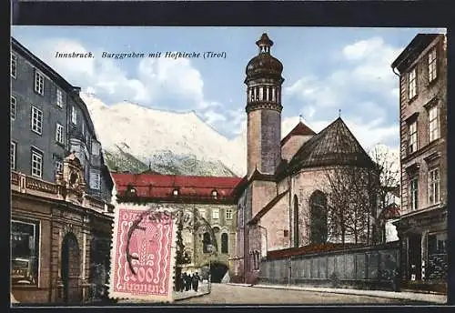 AK Innsbruck, Burggraben mit Geschäften und Hofkirche