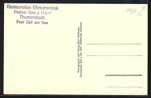 AK Zell am See, Thumersbach, im Restauration Gletscherblick