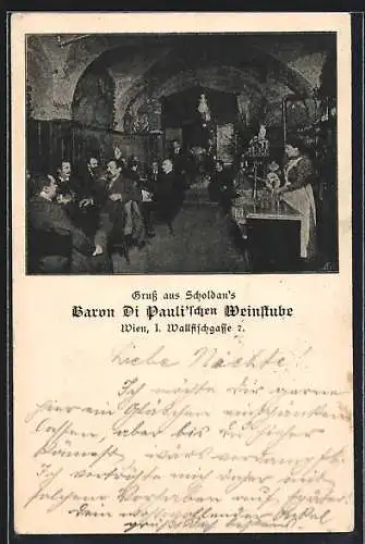 AK Wien, Restaurant Baron di Pauli`sche Weinstube, Walfischgasse 7, Innenansicht