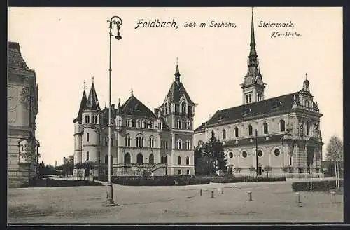 AK Feldbach, Hauptplatz mit Pfarrkirche