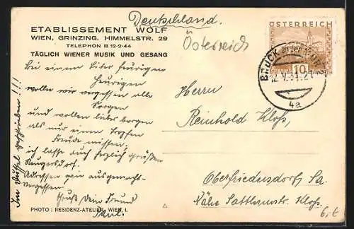 AK Wien, Grinzing, Restaurant Wolf, Himmelstr. 29