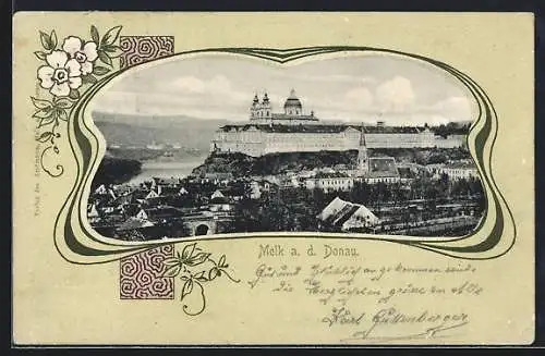 AK Melk a. d. Donau, Stift Melk und Stadt um 1900